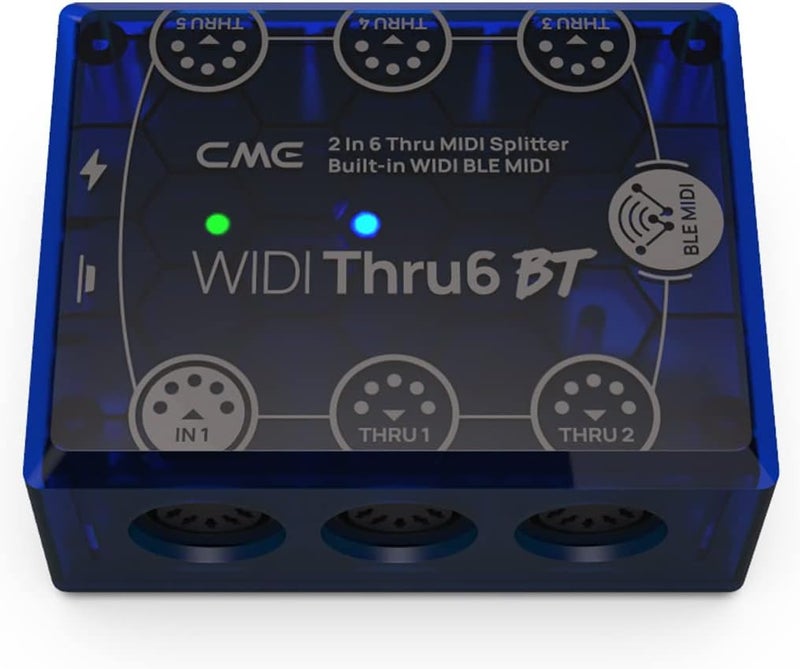 C M E WIDI Thru6 BT - 2-in-6-out MIDI Thru/Split with 5-pin DIN and Bluetooth MIDI - future-proof technology, high-speed transfer of all MIDI data, extreme accuracy for all MIDI devices - Image 2